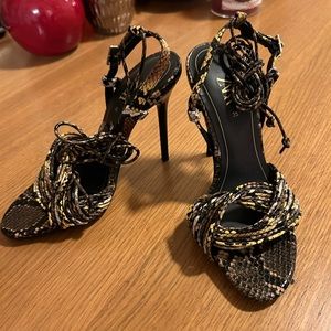Zara heels with ankle ties- Size 35